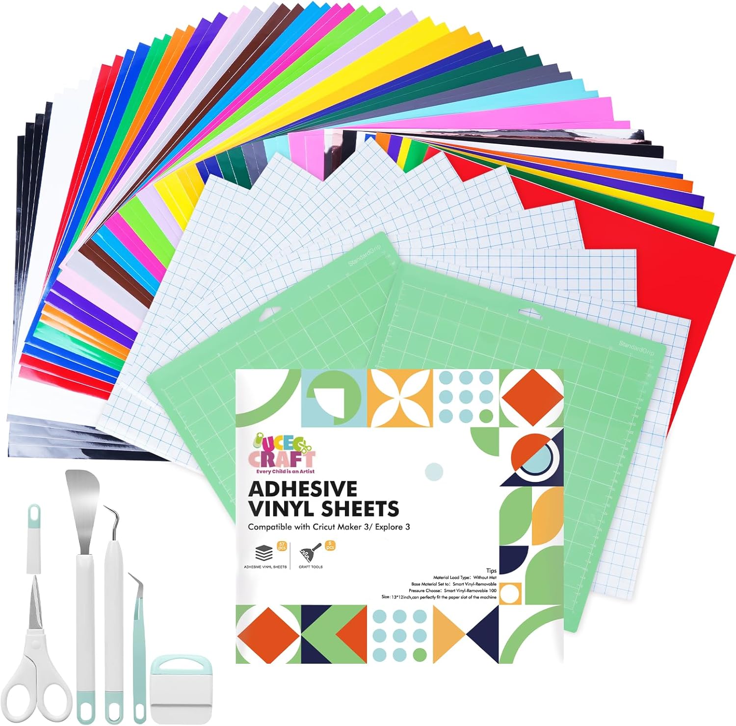 72 Pack Adhesive Vinyl Bundle for Cricut Maker and Explore 3