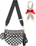 Bum Bags for Women Checkered Crossbody Bag Large Nylon Belt Purse