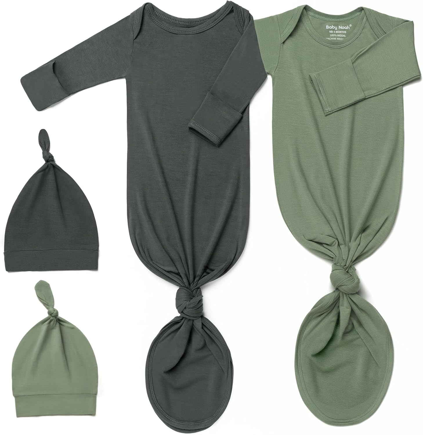 2Pack Knotted Gown Baby Outfit for Newborns, Soft & Cozy