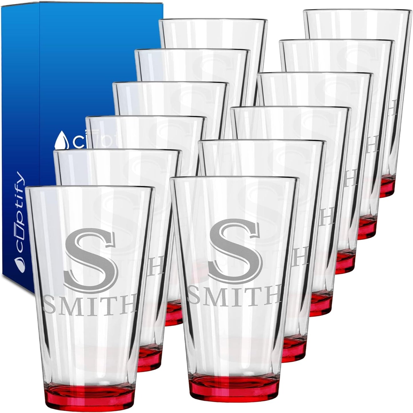 Personalized Beer Glasses Set of 12 for Custom Drinking Gifts