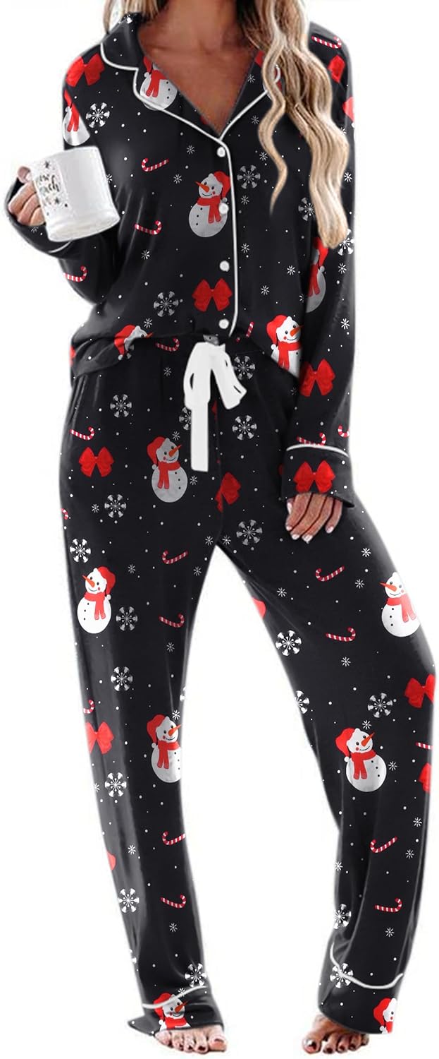 Ekouaer Women's Pajamas Long Sleeve Sleepwear Set for Comfort