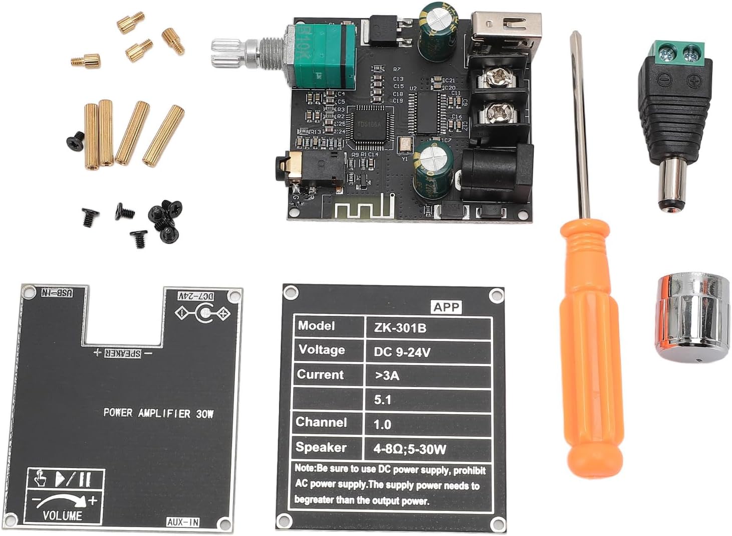 Compact Stereo Amp Board w/ BT & USB Inputs by VBESTLIFE