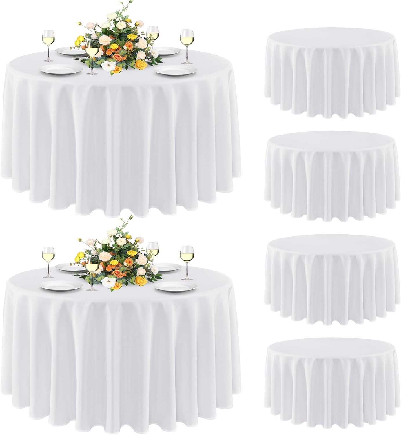 Sancua 6 Pack Round Tablecloth 120 Inch for Dining Tables