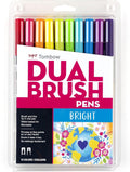 Tombow Dual Brush Pen Art Markers, Bright 10-Pack - Blendable Colors
