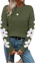 SHENHE Women's Floral Crewneck Long Sleeve Sweater - Soft Casual Layer