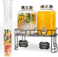 Glass Drink Dispensers For Parties - 2 Pack 1 Gallon Set