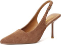 RIBONGZ Sexy Slingback Pumps Taupe Pointed Heels - Elegant Lengthening