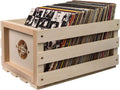 Record Storage Crate Holds Up to 75 Albums - Natural Wood