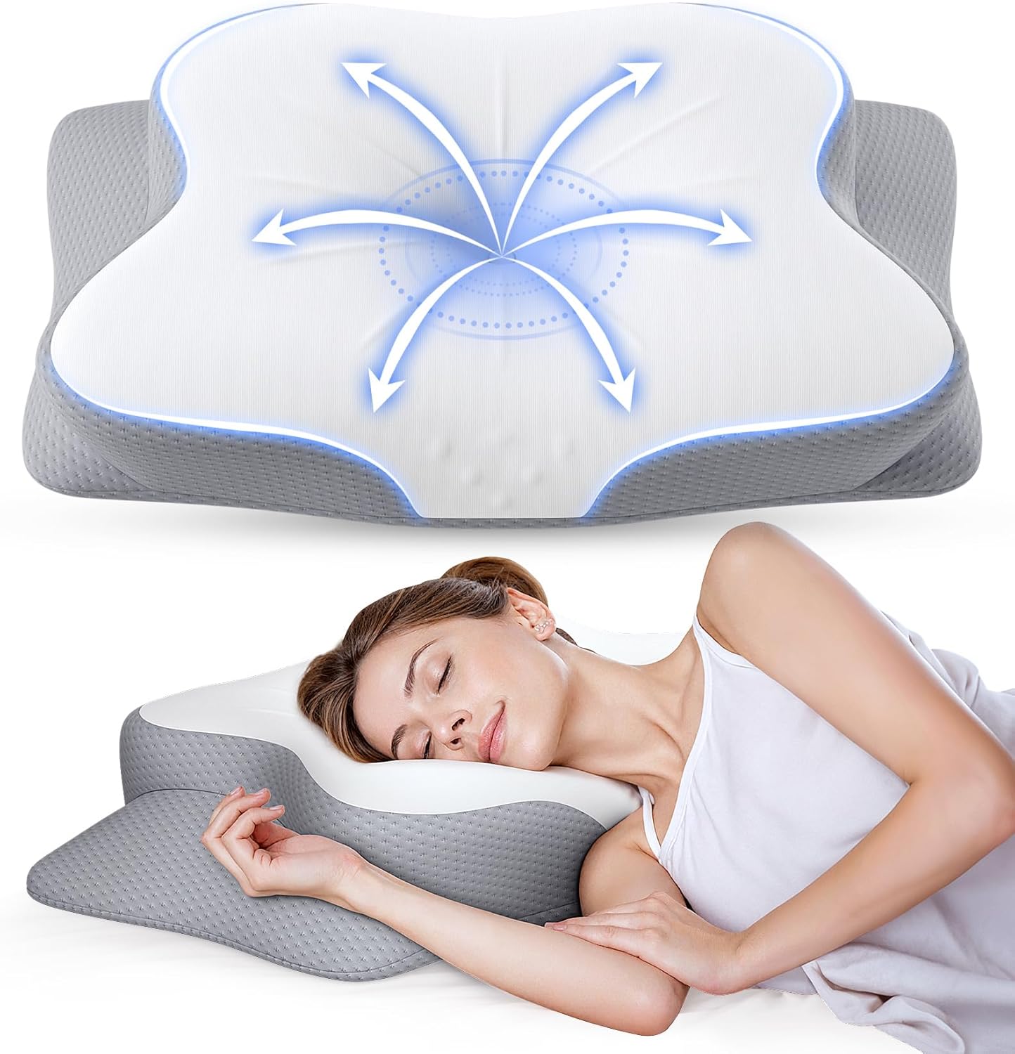 Cervical Pillow for Neck Pain Relief - Ergonomic Memory Foam