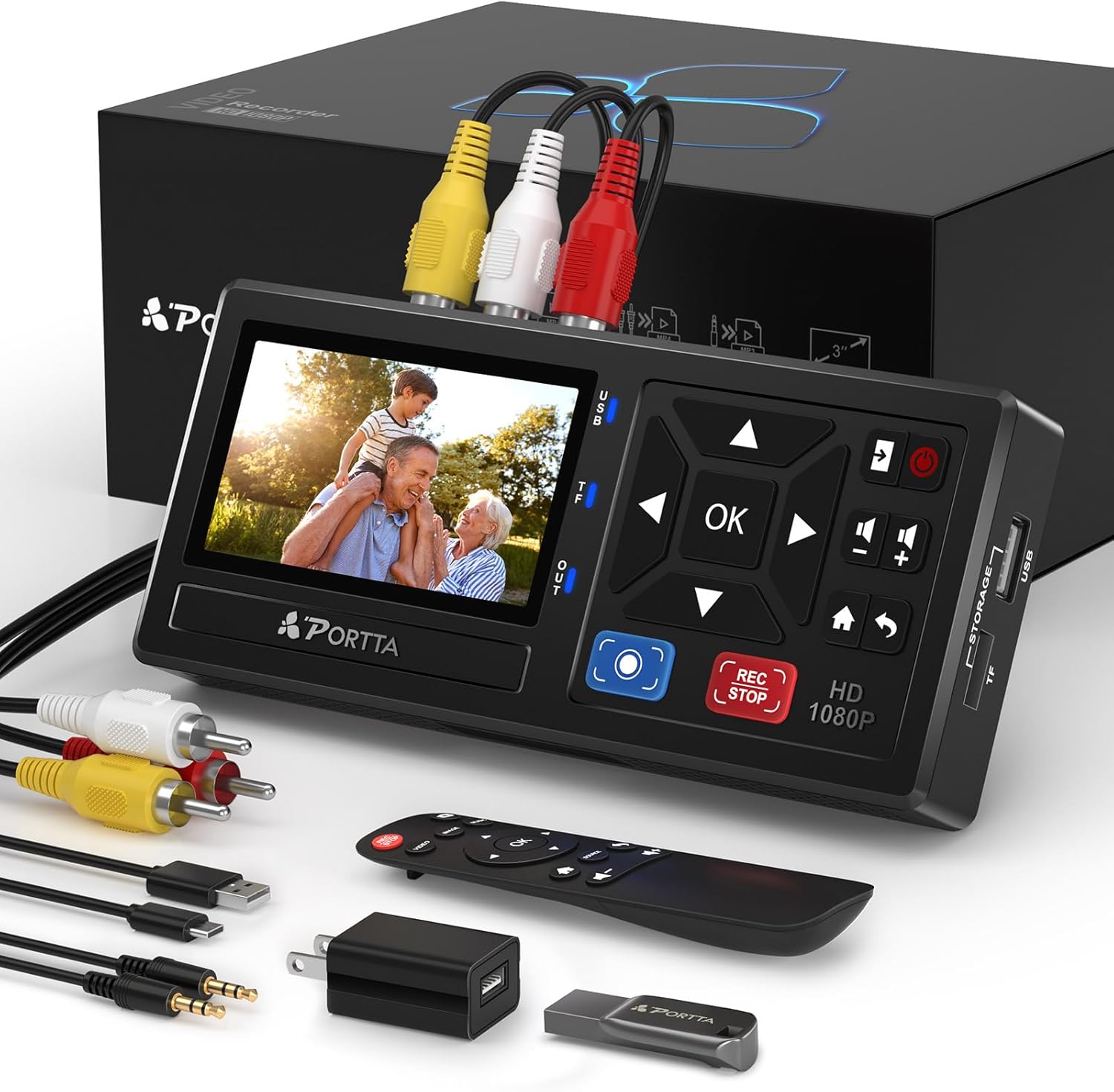 Portta VHS to Digital Converter with 128GB USB3.0 Flash Drive