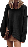 Women's Oversized Scoop V Neck Batwing Sweater - Soft Fall Pullover