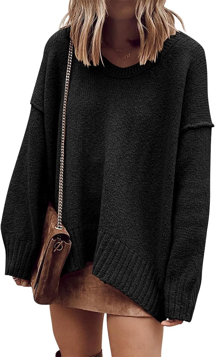 Oversized Casual Loose Slouchy V Neck Batwing Sweater for Women