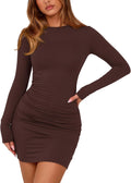 BTFBM Fall Dresses for Women 2025 Slim Fit Bodycon Mini Dress