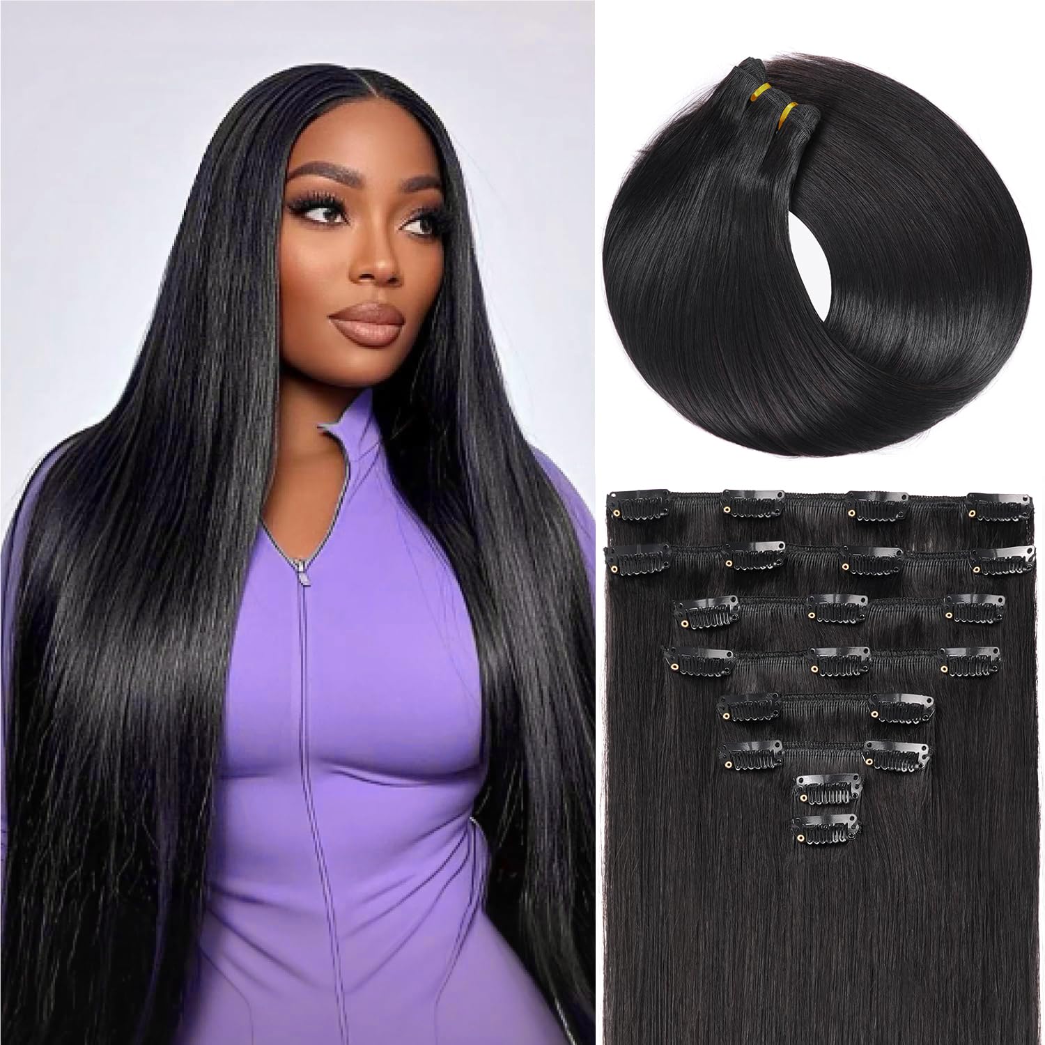 Clip in Hair Extensions Real Human Hair for Natural Beauty