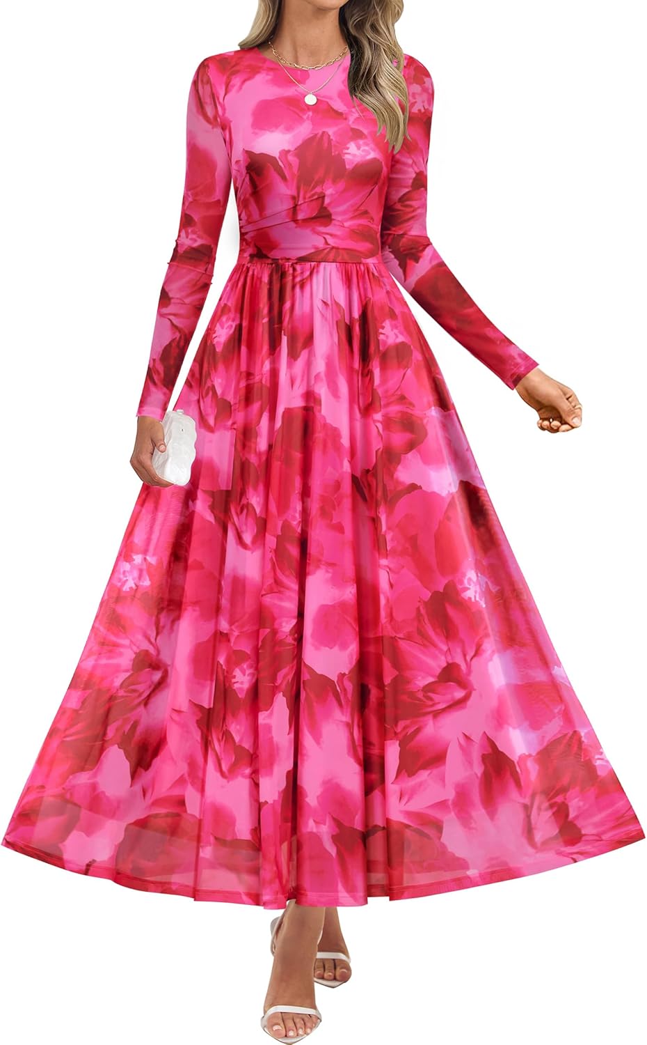 ZESICA Women's Floral Print Maxi Dress for Fall 2025 Events