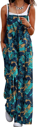 Women's Boho Floral Jumpsuit Wide Leg Overalls - Lightweight Comfort
