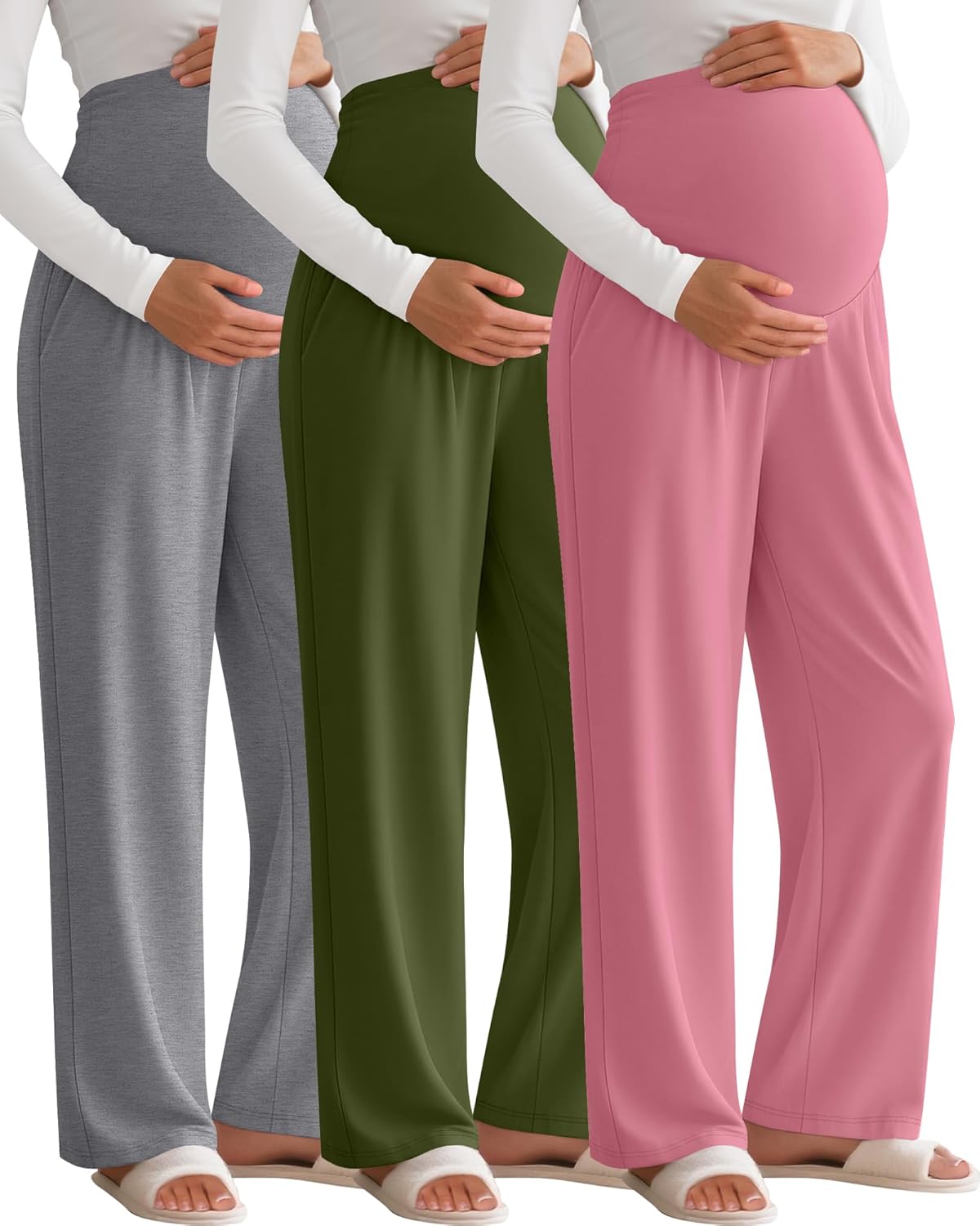 3 Pack Women's Maternity Pants for Comfort and Style