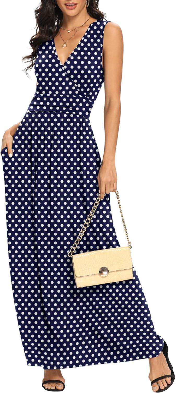 LILBETTER Women Sleeveless Deep V Neck Maxi Casual Dress Review