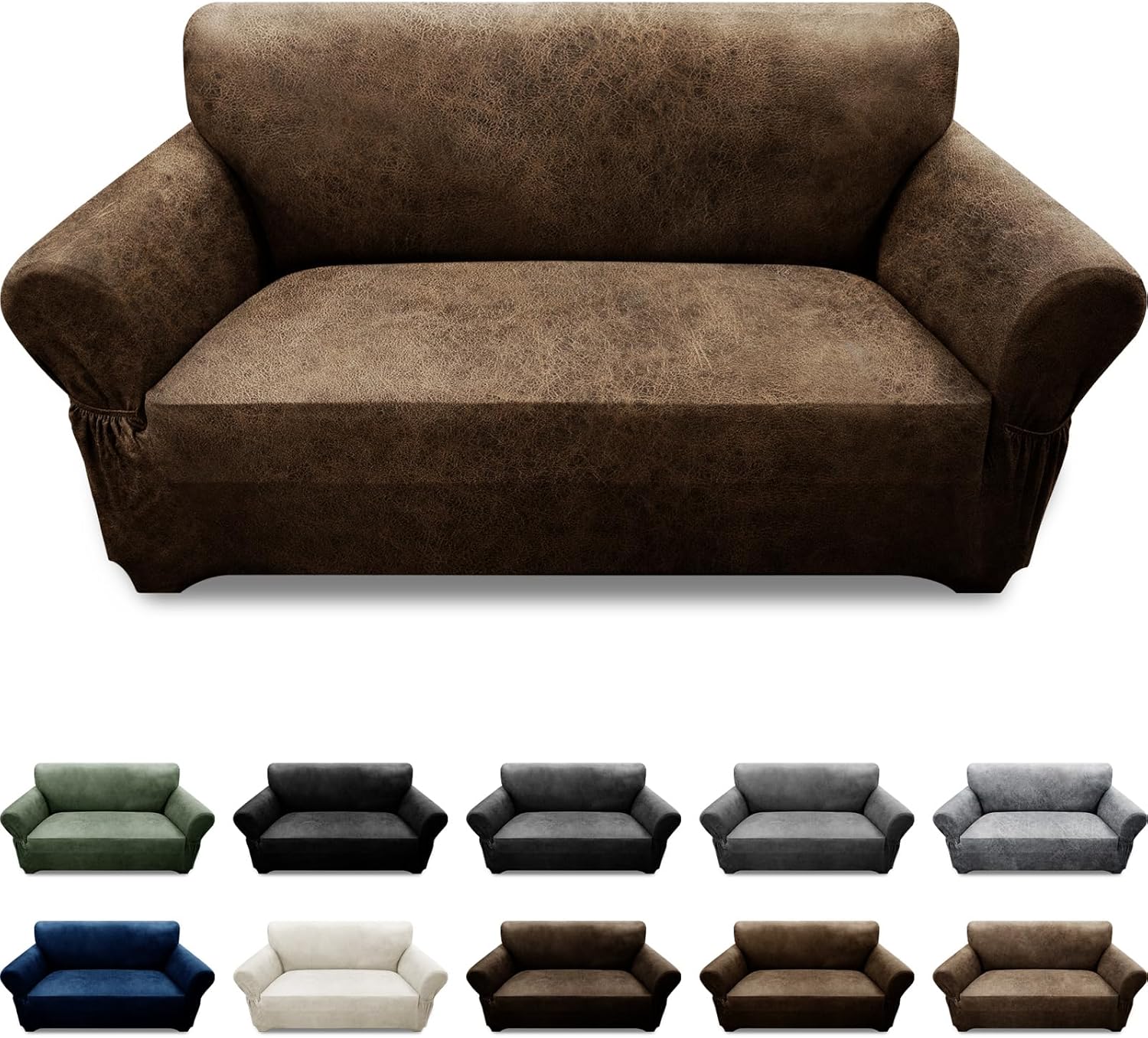 Loveseat Sofa Slipcover with Leather Look for 2 Seater Couch