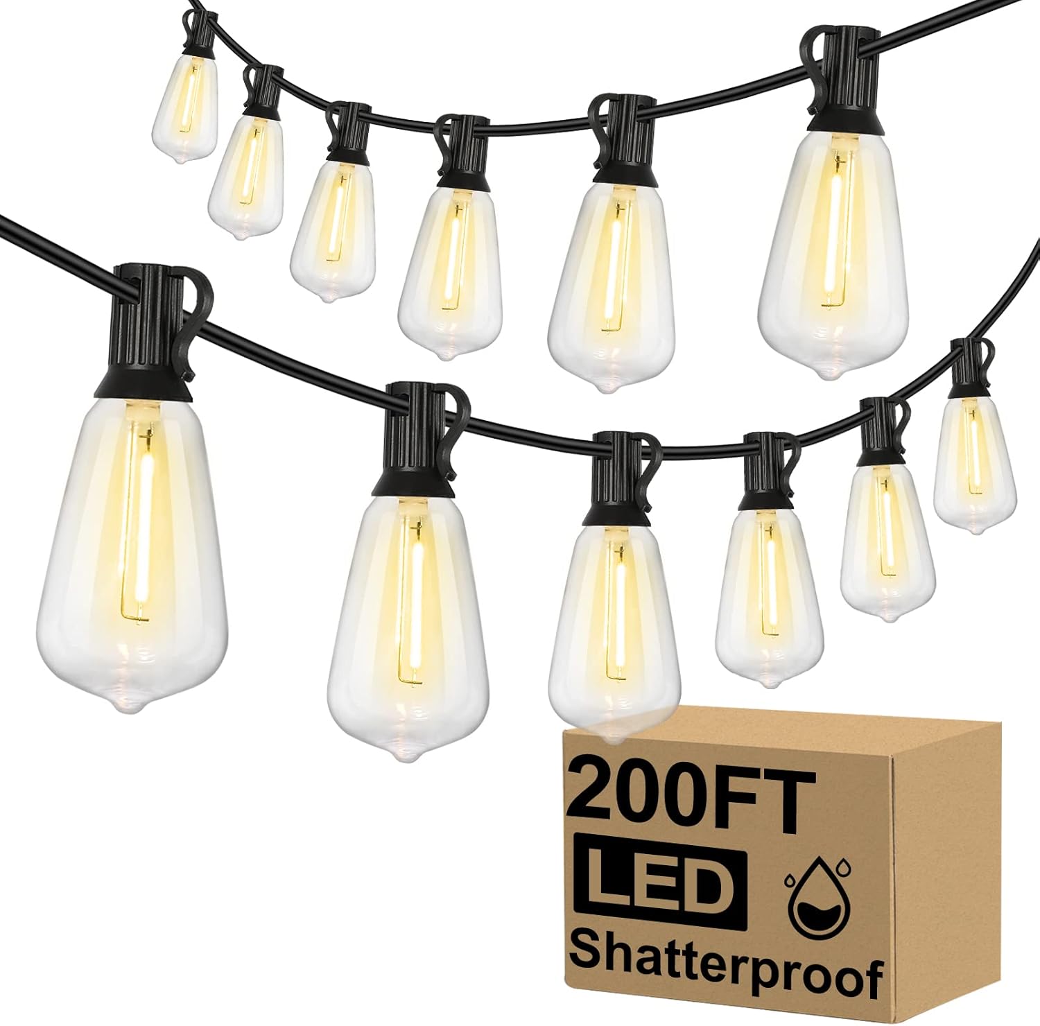 Brightever Outdoor String Lights 200FT Waterproof for Parties