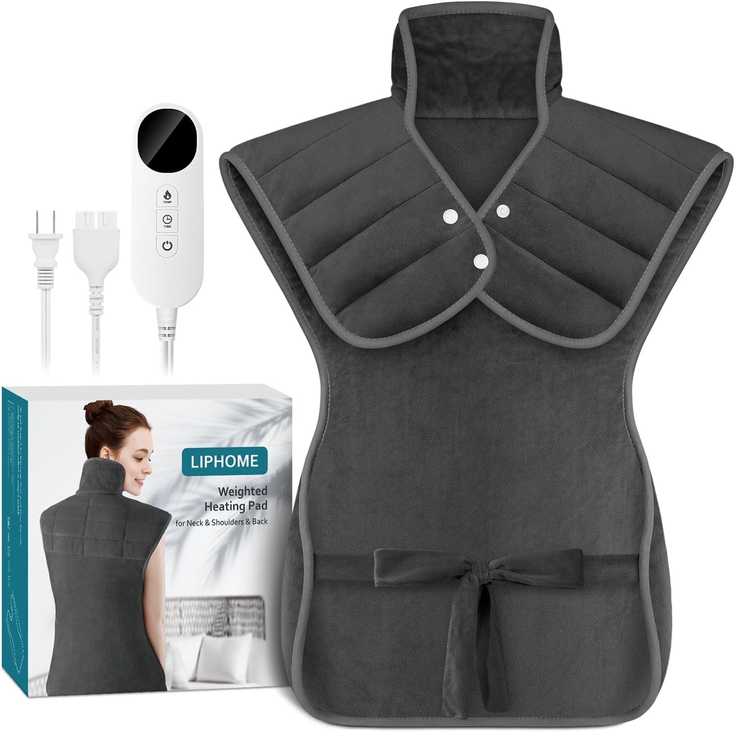 LIPHOME Weighted Heating Pad for Neck and Back Relief 22ftin