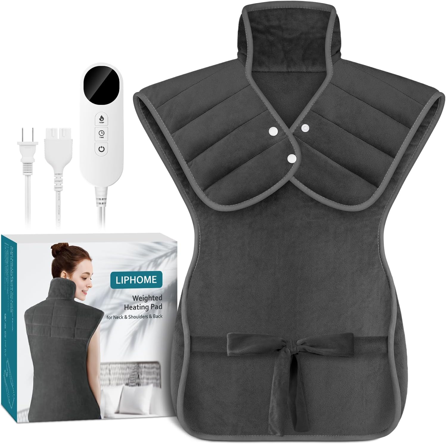 LIPHOME Weighted Heating Pad for Neck and Back Relief 22ftin