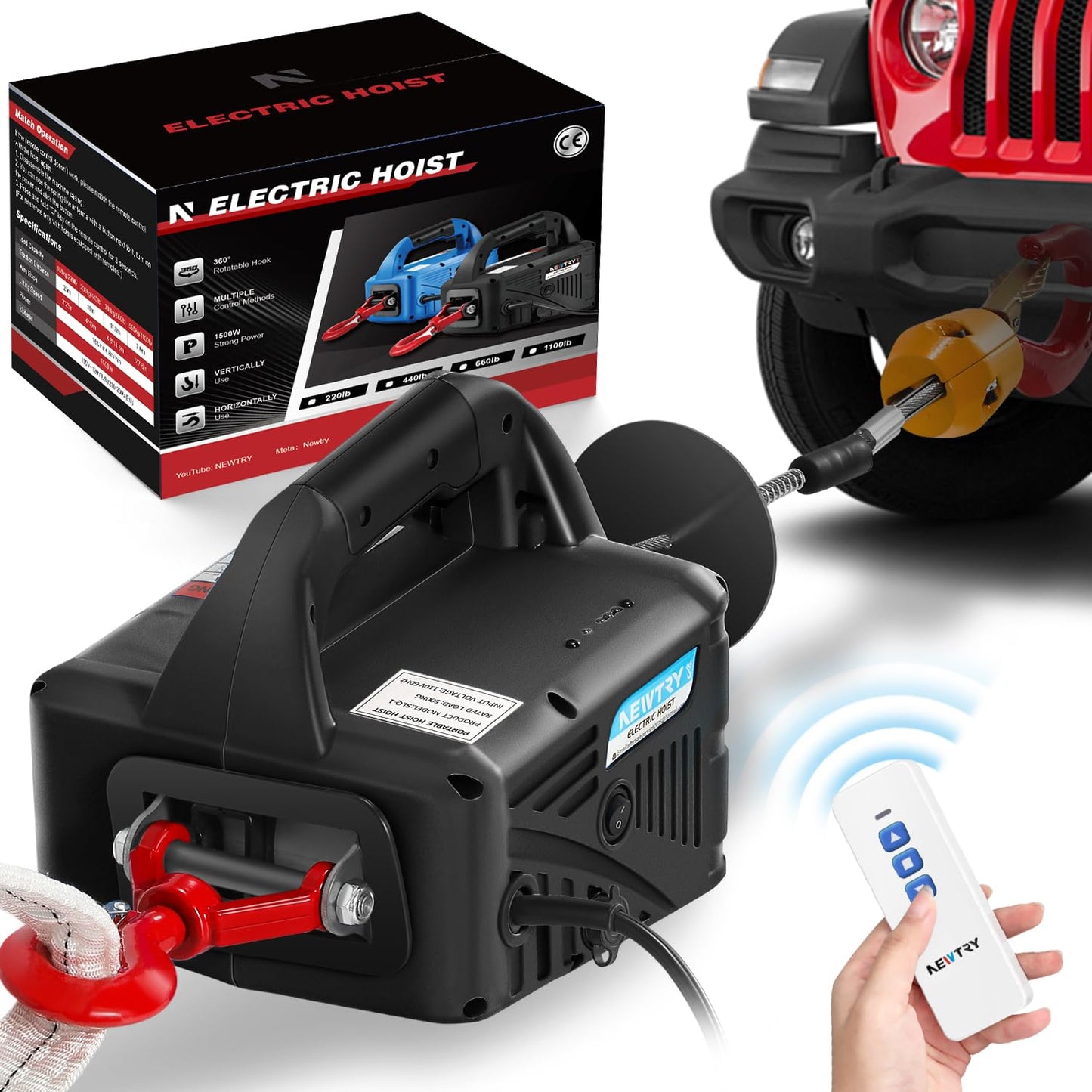 NEWTRY 3 in 1 Electric Hoist Winch for Safe Lifting Tasks