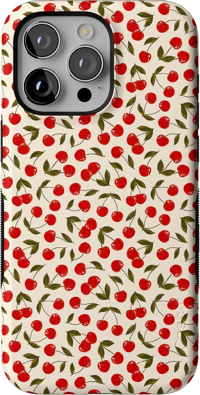 Casely iPhone 15 Pro Max Case with Bold Cherry Floral Design