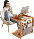 Rolling Side Table C Shaped End Table with Wheels - Space-Saving C