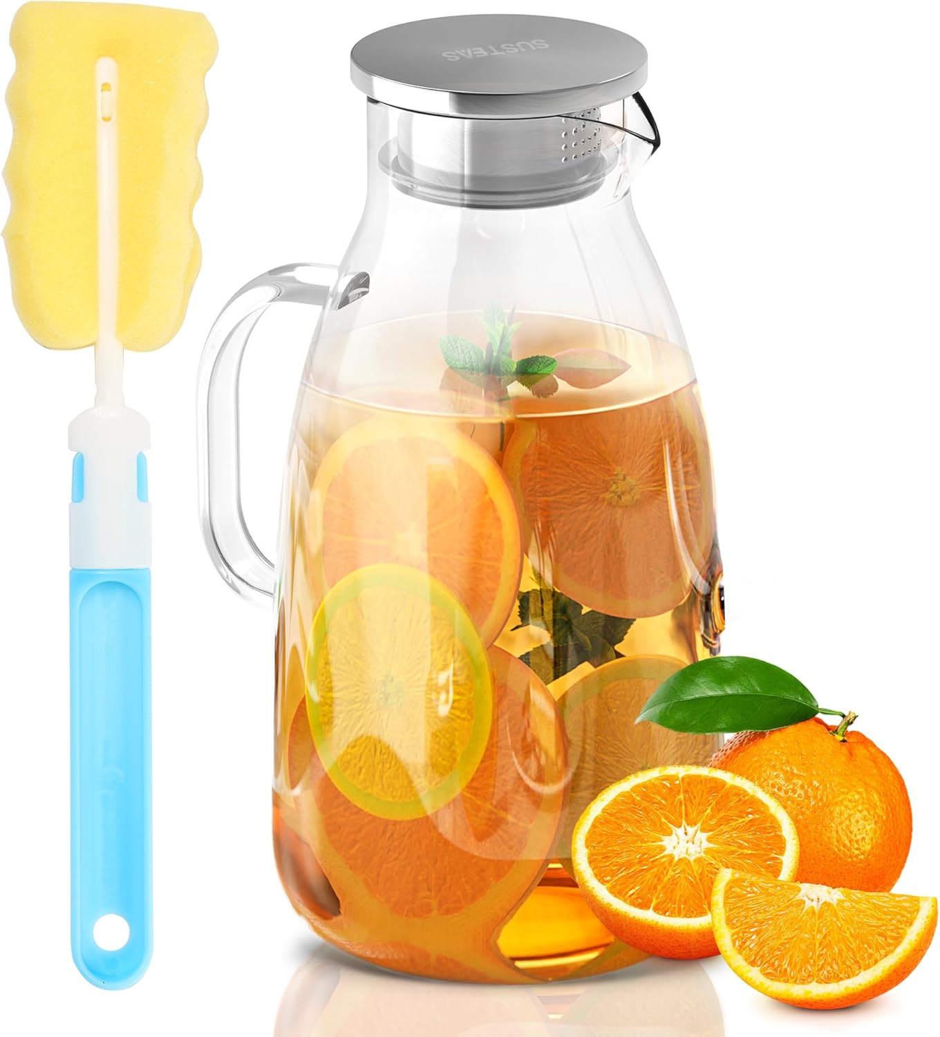 SUSTEAS 3 Liter Penguin Glass Pitcher for All Your Drinks
