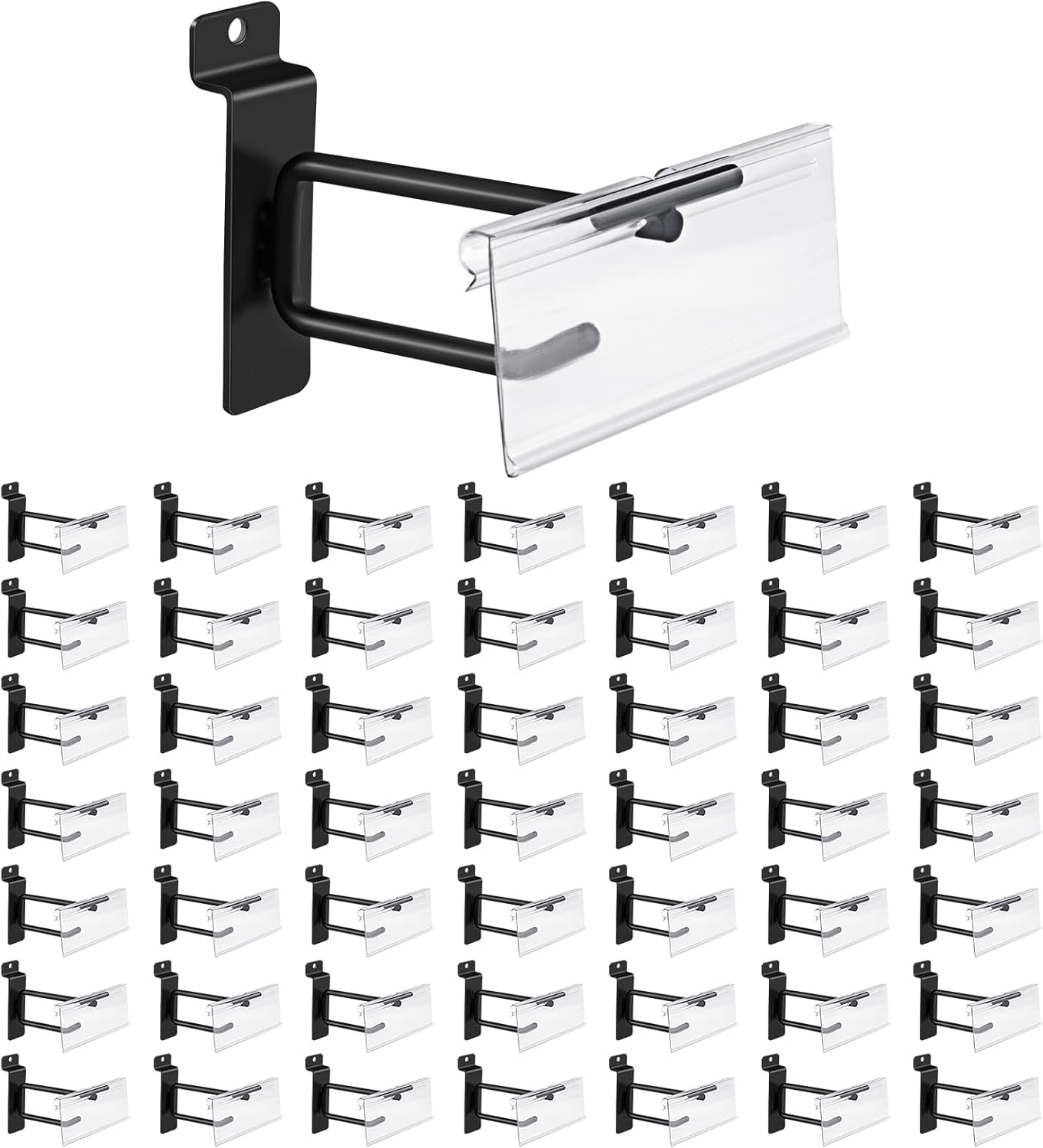 Polmart Heavy Duty Black Slatwall Panel Double-Bar Hooks 50 Pack
