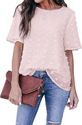 Blooming Jelly Womens Chiffon Blouse - Summer Pom Pom Short Sleeve