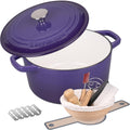 Enameled Cast Iron Dutch Oven 6QT in Purple - Bread Baking