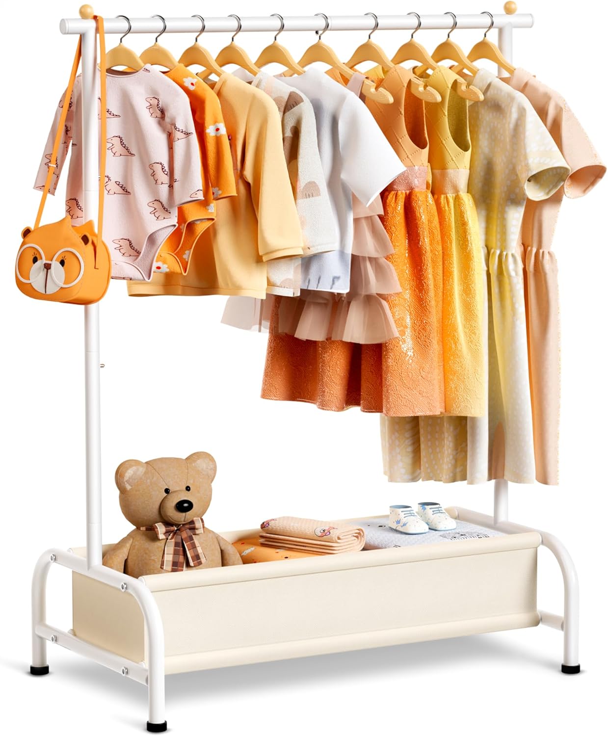 Kids Clothing Rack with Basket for Dress Up Storage and Fun