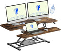 FLXISPOT 40in Standing Desk Converter - Manual Lift, Rustic