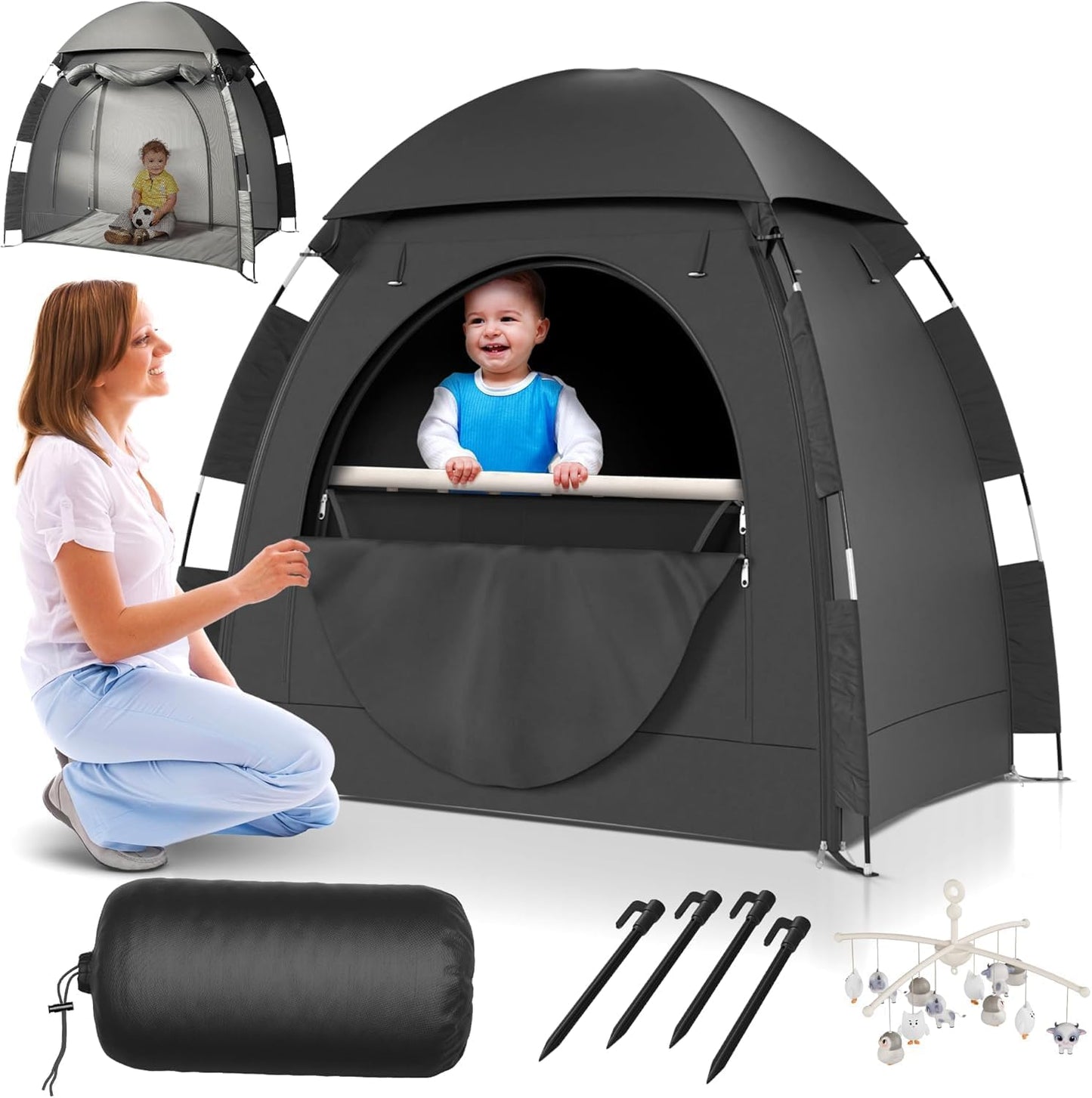 YoungMinds Blackout Baby Crib Tent for Peaceful Sleep Anywhere