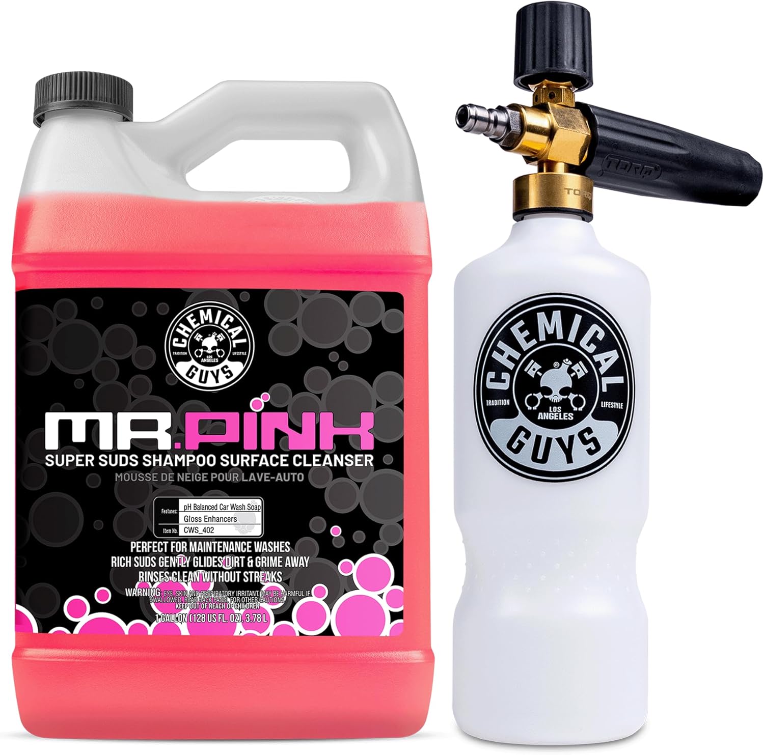 Chemical Guys Mr. Pink Super Suds Shampoo & Foam Cannon Combo