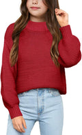 Imily Bela Girls Mock Neck Pullover Sweater - Cozy Knit Top Sweaters