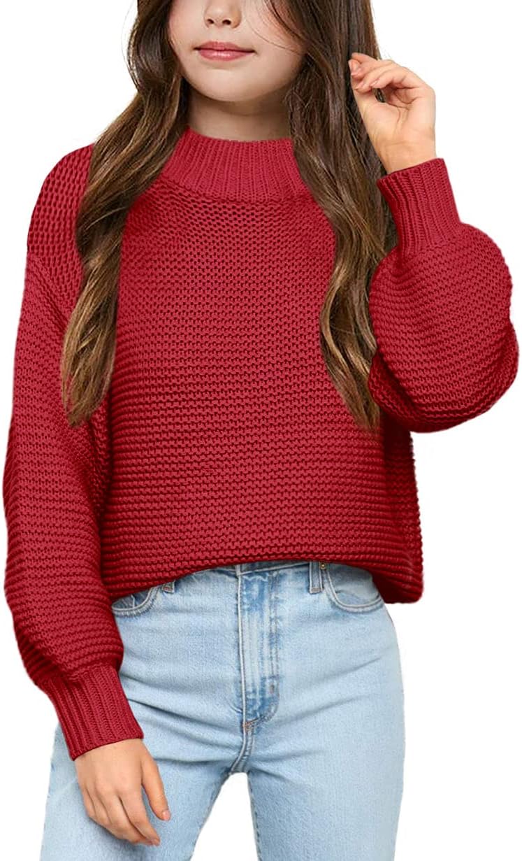 Imily Bela Girls Mock Neck Pullover Sweater for Casual Wear