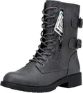 Vepose Women's Combat Boots Mid Calf with Card Knife Wallet Pocket