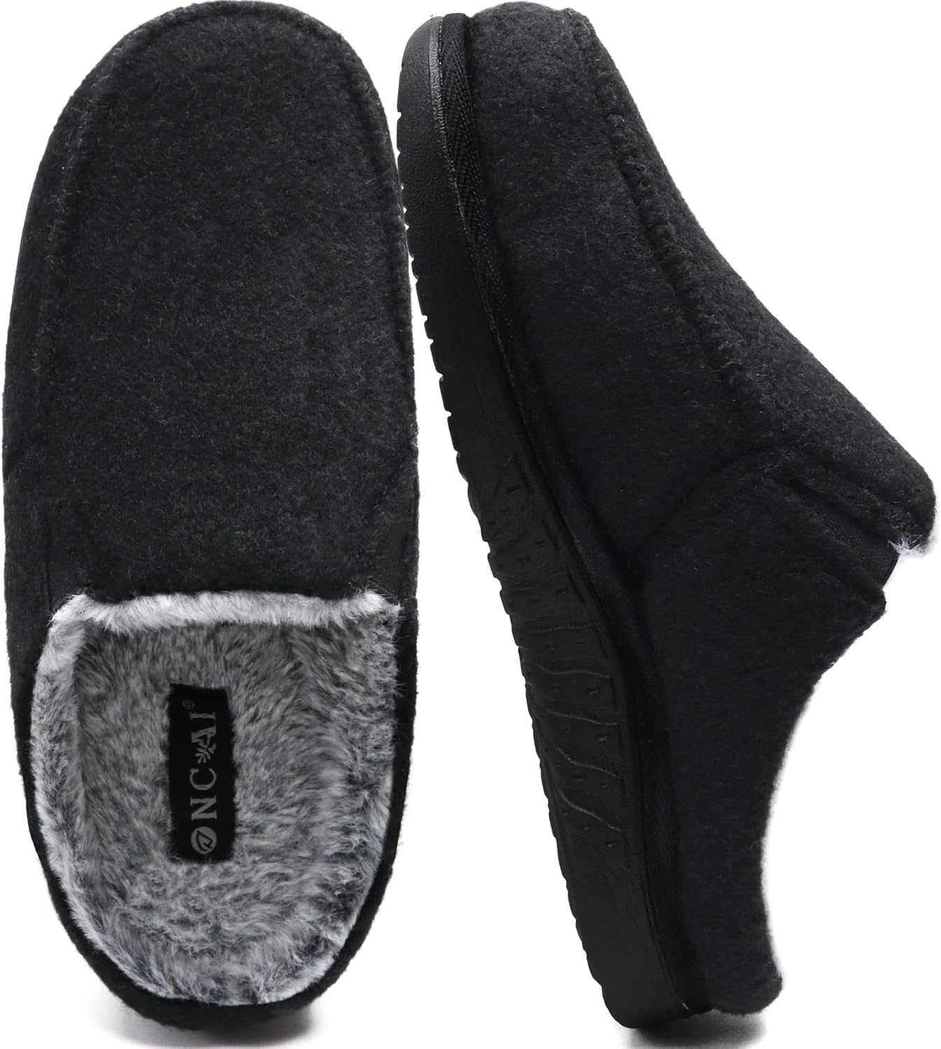 ONCAI Mens Felt Slippers with High-Density Memory Foam Comfort