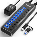Powered USB Hub 3.2 10-Port USB-C and USB-A Hub - High-Speed Expansion