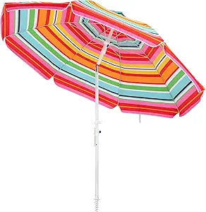 MEWAY 7.5ft Beach Umbrella with Sand Anchor for Ultimate Shade