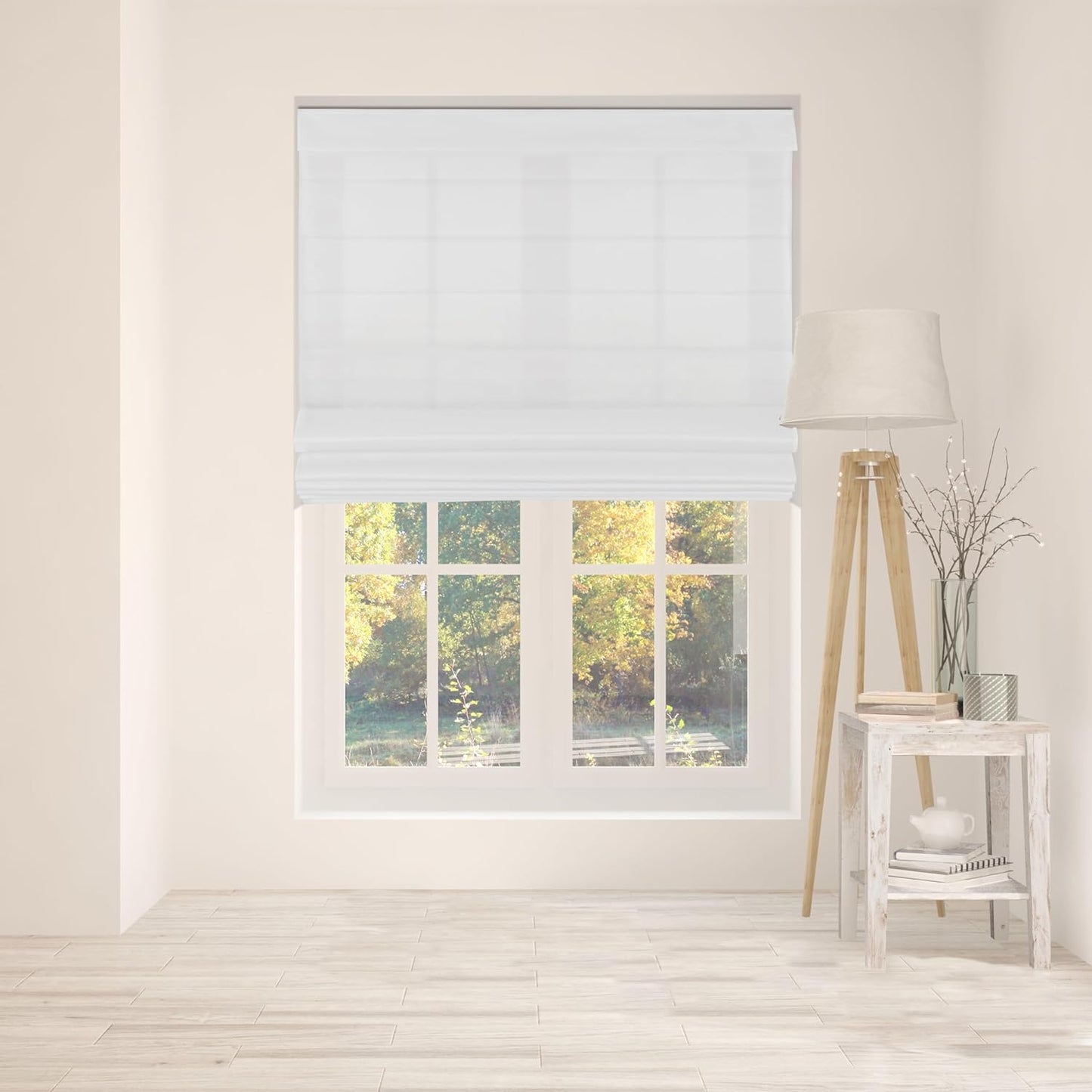 Cordless Fabric Roman Shades for Light Filtering Windows