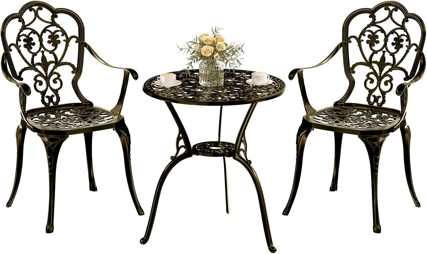 Patio Bistro Set of 2, Durable Cast Aluminum Outdoor Furniture