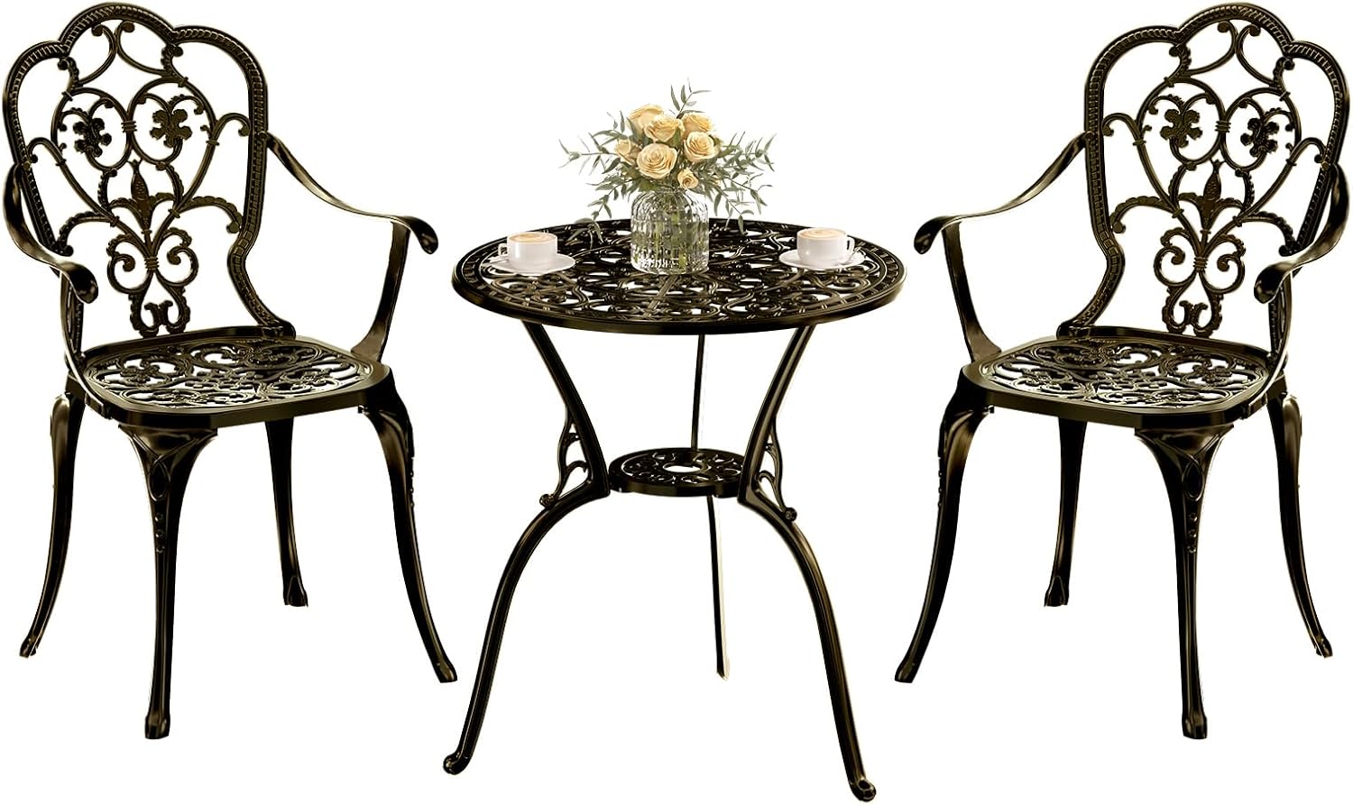 Patio Bistro Set of 2, Durable Cast Aluminum Outdoor Furniture