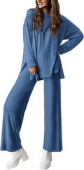 Women's Two Piece Lounge Set - Comfortable Wide Leg Tracksuit