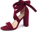 Strappy Heels for Women Chunky Heels - Comfortable Lace Up Nude Block