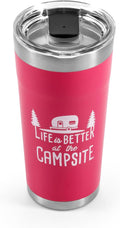 Camco Life is Better Tumbler | Double Wall Insulation | Stainless Steel | Coral Pink | 20oz