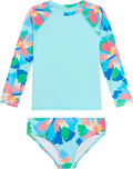 Kanu Surf Girls Long Sleeve Rashguard UPF 50 Two Piece Swim Set